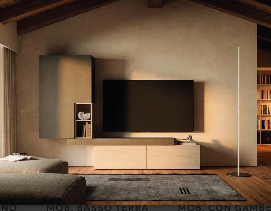 Mobile TV basso in finitura legno